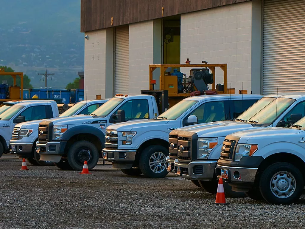 Centuri Environment Fleet of trucks parked in a parking lot