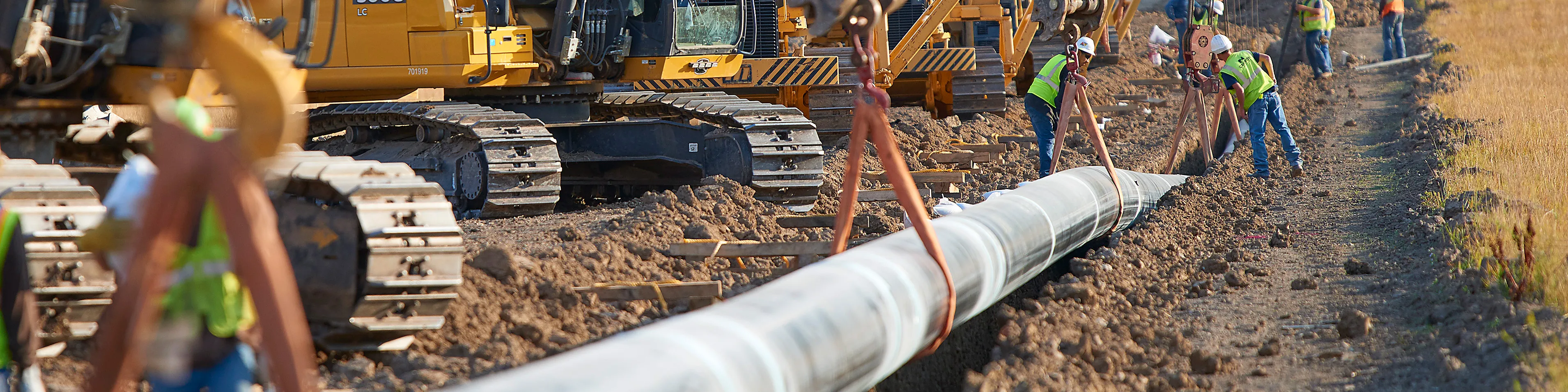 Pipeline being put into the ground
